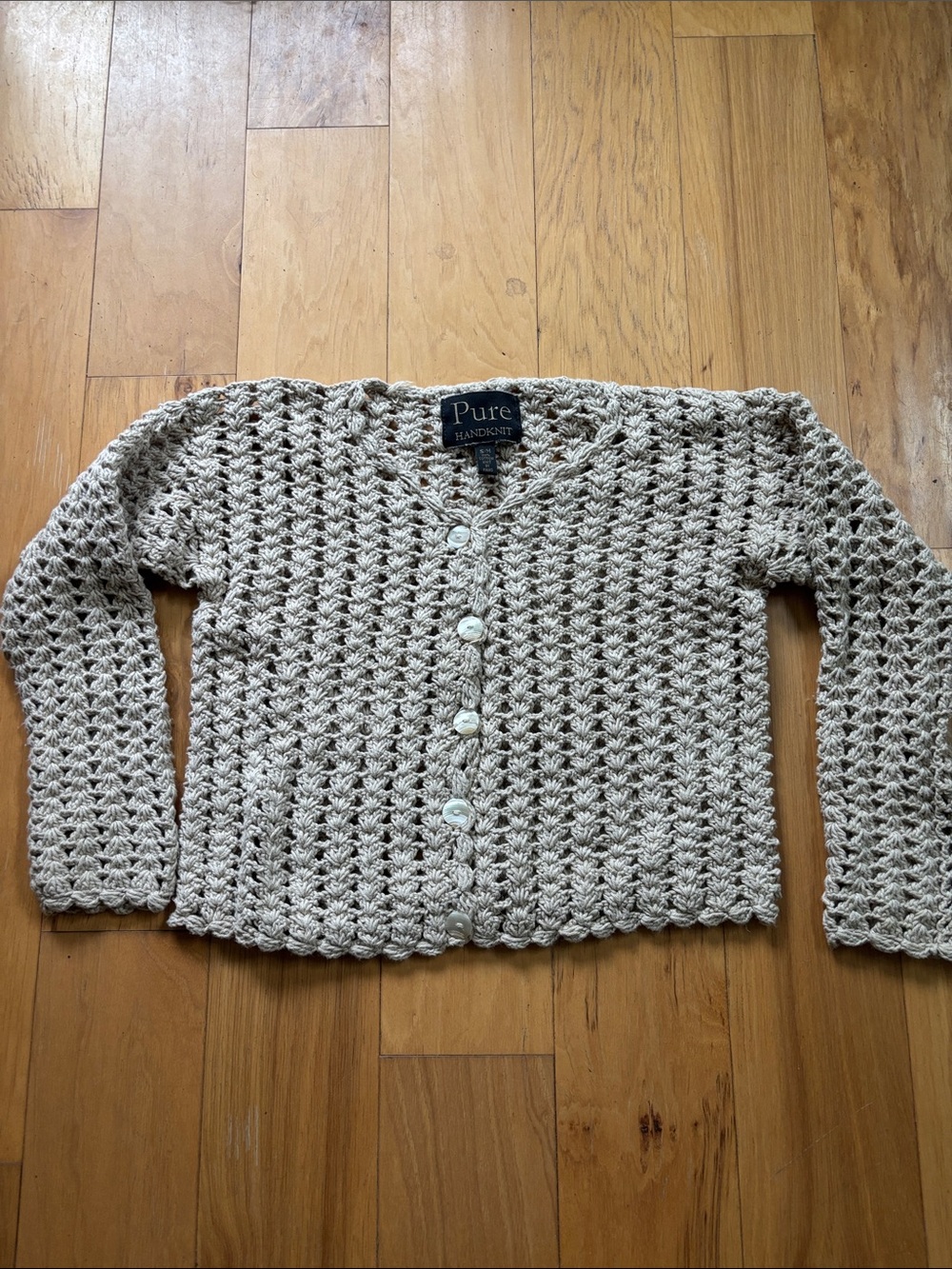 Pure Hand knit cotton sweater size s/m